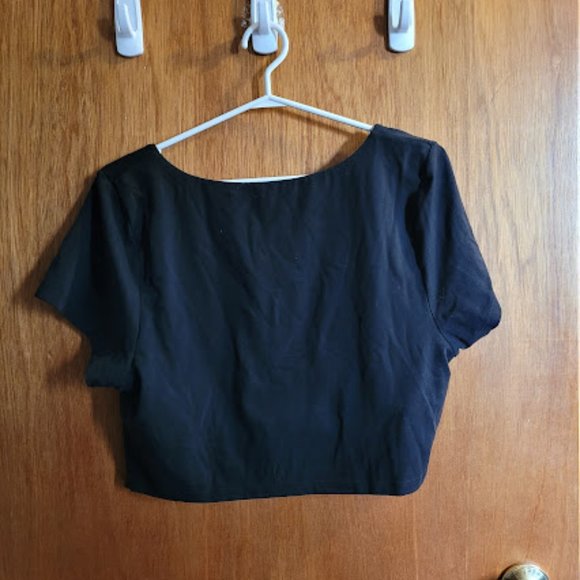 Aerie offline real me true black ruched crop top t-shirt  XXL NWOT - Picture 4 of 4